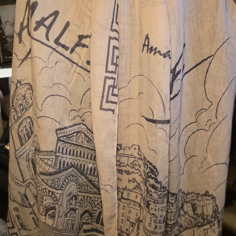 Beige Scarf with Amalfi Architectural Print